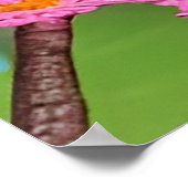 咲カラフルく枝に鳥 ポスター (角)