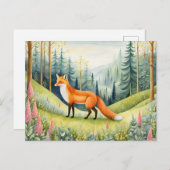 咲魅力的く森の森の森の林のキツネ ポストカード (正面/裏面)