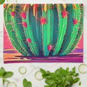 咲鮮やかくサボテン キッチンタオル (折り畳み)