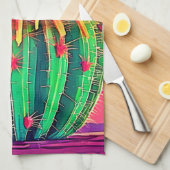 咲鮮やかくサボテン キッチンタオル (四つ折り)