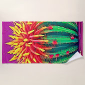 咲鮮やかくサボテン ビーチタオル (正面)