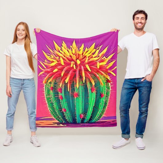 咲鮮やかくサボテン フリースブランケット (インサイチュ)