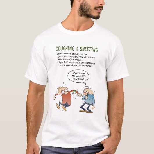 咳とくしゃみで袖のヘルスチップに入る Tシャツ (正面)