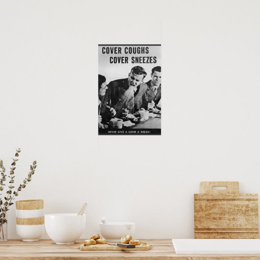 咳を隠し、くしゃみを隠す ポスター (キッチン)