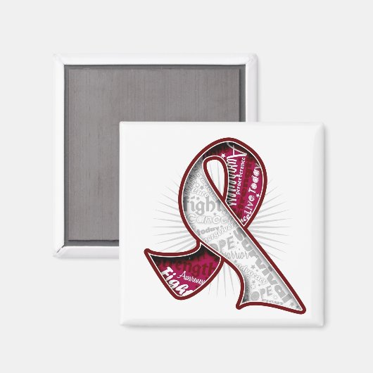 咽喉がんスローガンウォーターマークリボン マグネット (正面/裏面)