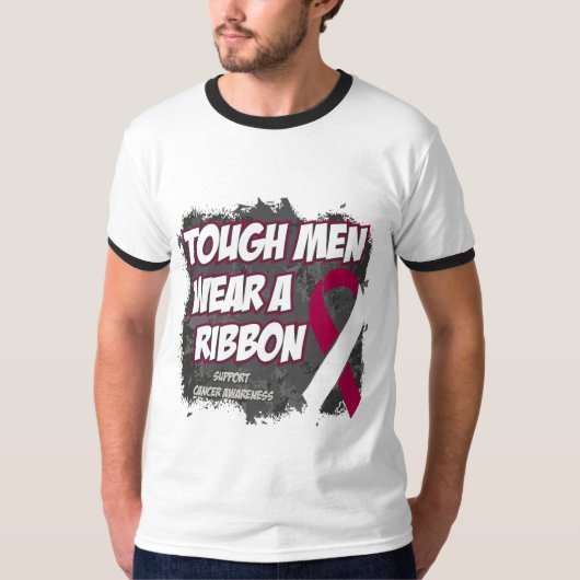 咽喉癌の堅い人はリボンを身に着けています Tシャツ (正面)