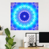 咽頭チャクラ(通信)用のシアン曼荼羅 ポスター (ホームオフィス)
