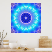 咽頭チャクラ(通信)用のシアン曼荼羅 ポスター (キッチン)