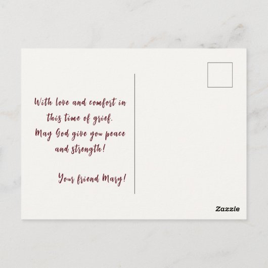 哀しみの時、いつもあなたと共に センチメンタル レッド カーディナル ポストカード (裏面)