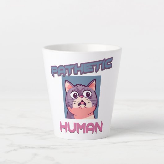 哀れな人間 – おもしろい猫デザイン カフェラテマグ (正面)