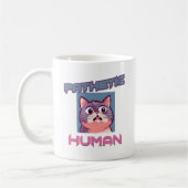 哀れな人間 – おもしろい猫デザイン コーヒーマグカップ (左)