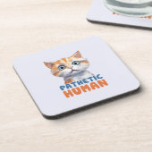哀れな人間 – 皮肉な猫デザイン コースター (左側)