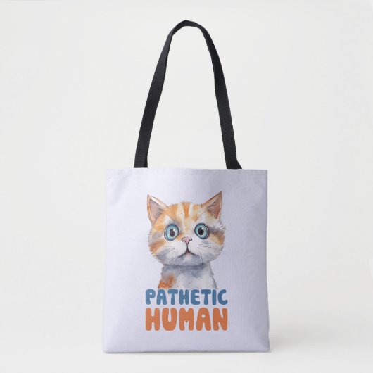 哀れな人間 – 皮肉な猫デザイン トートバッグ (正面)