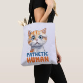 哀れな人間 – 皮肉な猫デザイン トートバッグ (クローズアップ)