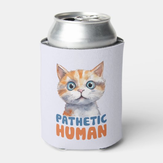 哀れな人間 – 皮肉な猫デザイン 缶クーラー (缶正面)