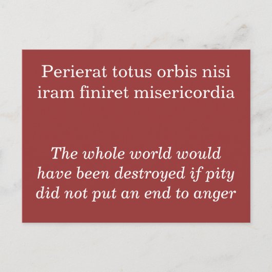 哀れみと怒り – セネカザエルダー引用文 ポストカード (正面)