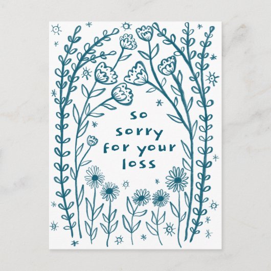 哀悼のフローラお洒落スケッチドゥードルごめんなさい ポストカード (正面)