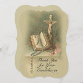 哀悼の悔やみや弔慰はカトリック教の十字架像感謝していしています サンキューカード (正面/裏面)