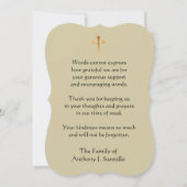 哀悼の悔やみや弔慰はカトリック教の十字架像感謝していしています サンキューカード (裏面)