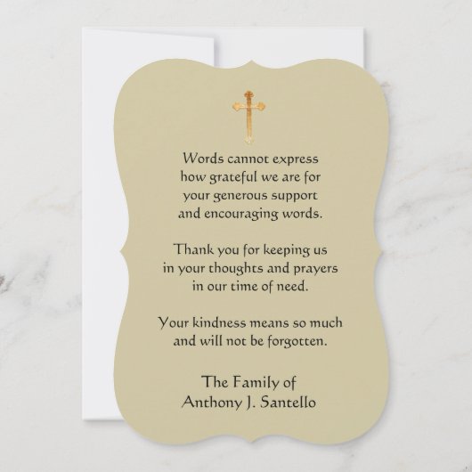 哀悼の悔やみや弔慰はカトリック教の十字架像感謝していしています サンキューカード (裏面)