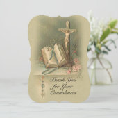 哀悼の悔やみや弔慰はカトリック教の十字架像感謝していしています サンキューカード (スタンド正面)