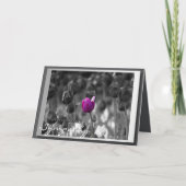 哀悼の意を表した紫のチューリップ悔やみや弔慰 カード (正面)