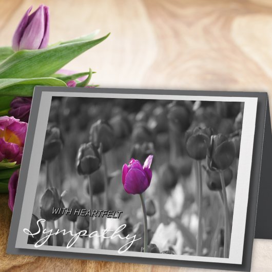 哀悼の意を表した紫のチューリップ悔やみや弔慰 カード