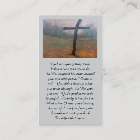 哀悼の意を表した追悼記念カード 名刺 (正面)