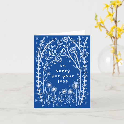 哀悼の意を込めた野花フローラスケッチドゥードル カード (黄色い花)