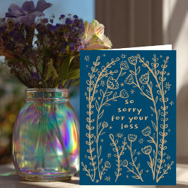 哀悼の意を込めた野花フローラスケッチドゥードル カード