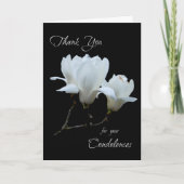 哀悼の言葉の白のマグノリアありがとう サンキューカード (正面)