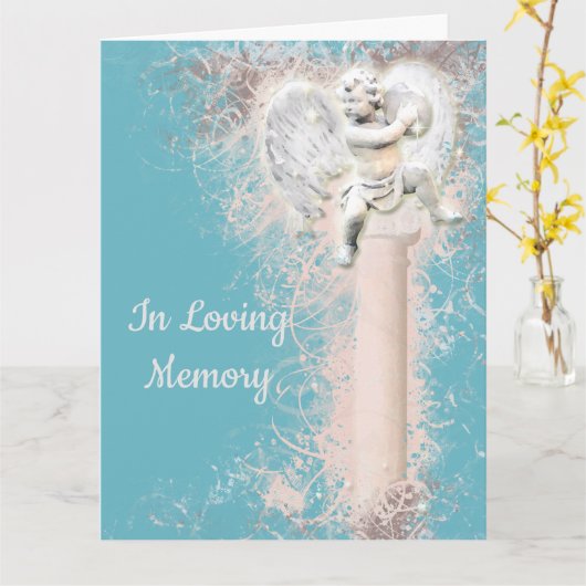 哀悼の詩 | Cherub on pillar PERSONALIZE カード (黄色い花)