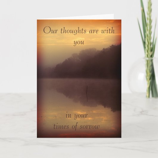 哀悼カード-湖のオレンジの日没 カード (正面)