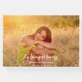 哀悼パーソナライズされた写真モダン書 ゲストブック