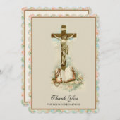 哀悼悔やみや弔慰サンキューカトリック十字架 サンキューカード (正面/裏面)