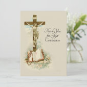哀悼悔やみや弔慰サンキューカトリック十字架 サンキューカード (スタンド正面)