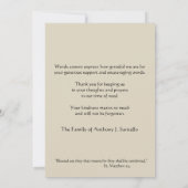 哀悼悔やみや弔慰サンキューカトリック十字架 サンキューカード (裏面)