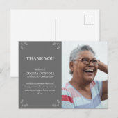 哀悼 オーダーメイド フォト 葬儀 感謝 グレー ポストカード (正面/裏面)