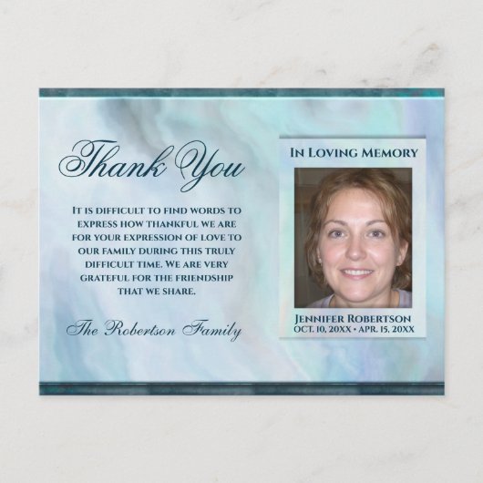 哀悼　葬儀　写真　ありがとう　ハート　ポストカード ポストカード (正面)