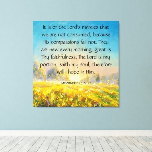 哀歌3:22-24 キャンバスプリント (インサイチュ (ウッドフロア))