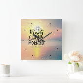 哀歌3:23彼の心は毎朝新しい スクエア壁時計 (ホーム)