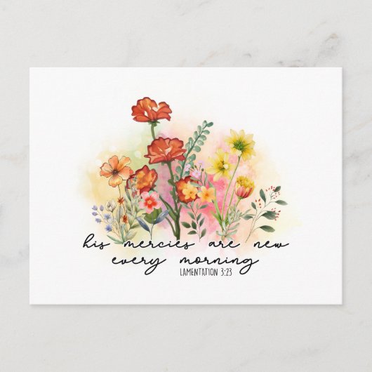 哀歌3:23彼の心は毎朝新しい ポストカード (正面)
