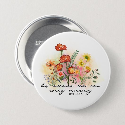 哀歌3:23彼の心は毎朝新しい 缶バッジ (正面&裏面)