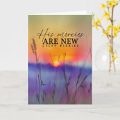 哀歌3:23彼の業は新しい聖書の聖句である カード (黄色い花)