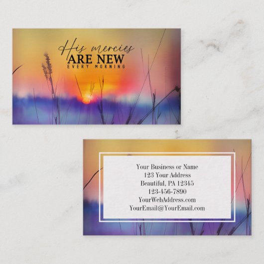 哀歌3:23彼の業は新しい聖書の聖句である 名刺 (正面/裏面)