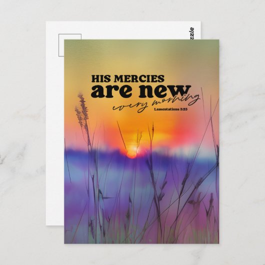 哀歌3:23 彼の慈しみは新たなり 聖書の詩 ポストカード (正面/裏面)