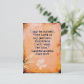 哀歌3:24 NIV聖書の記憶の聖句カード ポストカード (スタンド正面)