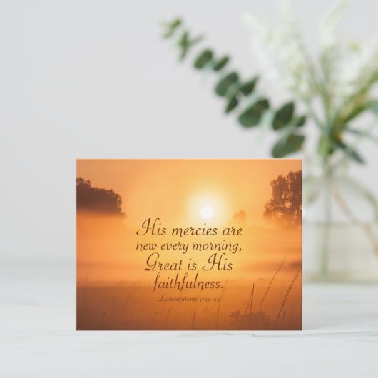 哀歌 3:22 彼の慈しみは新ただ、聖書の詩 ポストカード (スタンド正面)