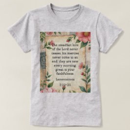 哀歌 3:22–23 ヴィンテージ フラワー デザイン Tシャツ