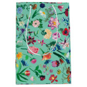 品揃えカラフル春の花ミントの背景 ミディアムペーパーバッグ (正面)